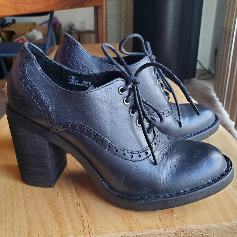 Born Lace Up Leather Oxford Heels